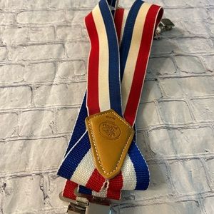 JURAL NYLON RED/WHITE/BLUE STRIPED SUSPENDERS CLIP-ON-S-10 ADJUSTABLE